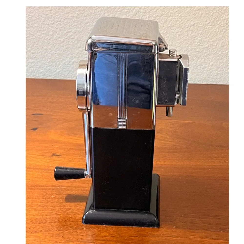 Vintage Ice-O-Mat Hand Crank Ice Crusher Retro‎ Barware Black Chrome